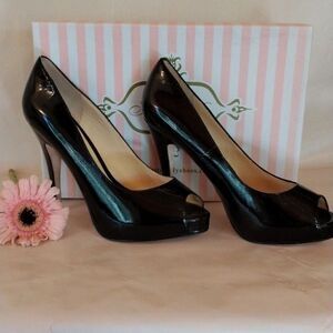 Footcandy Black Patent Peep Toe Pump